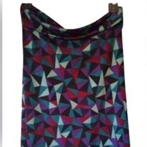 LuLaRoe Azure Skirt - Multicolor Geometric Triangle Print A-Line Yoga Waist